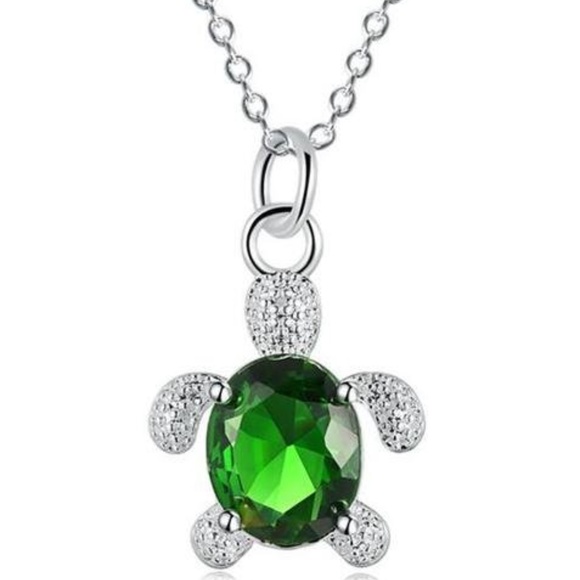 Jewelry - Sterling Silver/AAAAA CZ Turtle Pendant Necklace